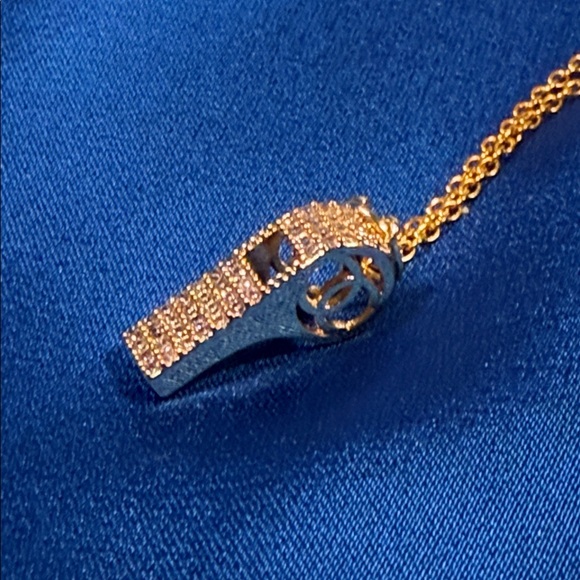 Unique Upcycled Chanel whistle charm on 18” gold 925 chain - Picture 5 of 7